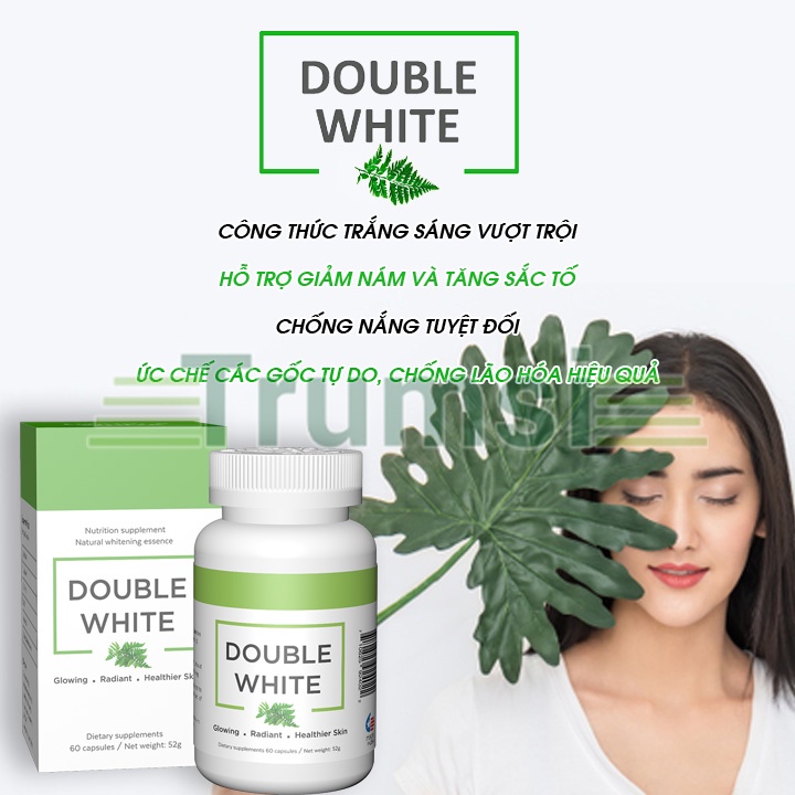 Viên Uống Trắng Da Toàn Thân Double White Giúp Đẹp Da Giảm Nám Chống Nắng Và Ngăn Ngừa Lão Hoá Nhập Khẩu Chính Hãng USA