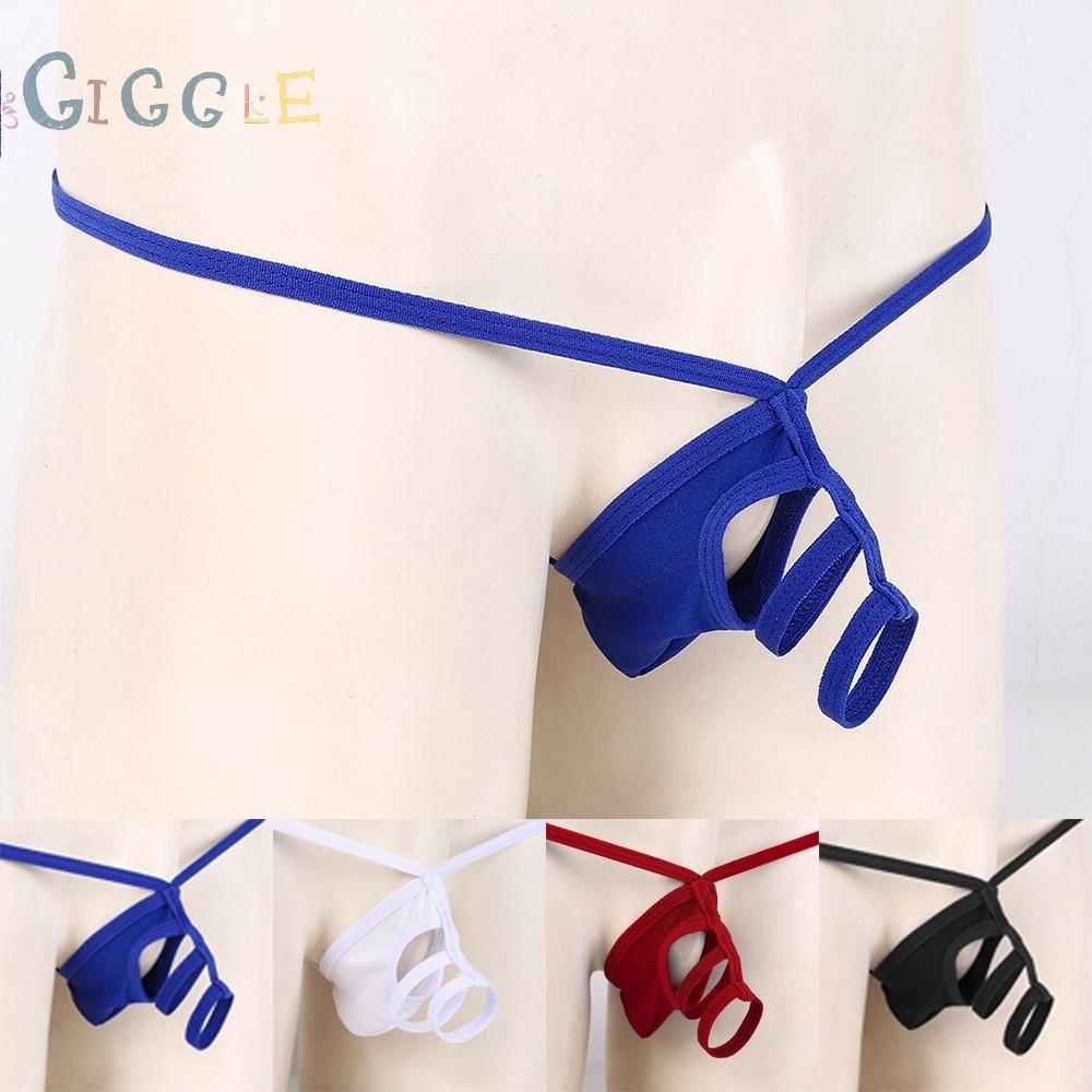 Men Gay C-String Thongs Open Briefs Sexy Soft Breathable See Through Underwear
