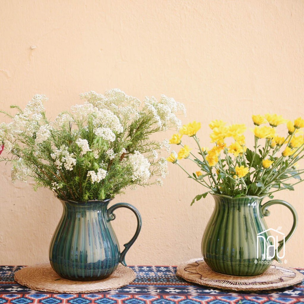 Bình bông lọ hoa gốm Bích Hoa men hỏa biến trang trí nhà cửa dễ cắm hoa, làm quà tân gia