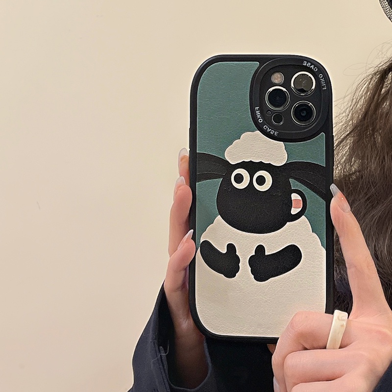Ốp Điện Thoại Da Mềm Bảo Vệ Camera In Hình Cừu Shaun the Sheep Cho14 Pro Max 13 Pro Max 12 Pro Max 11 Pro Max