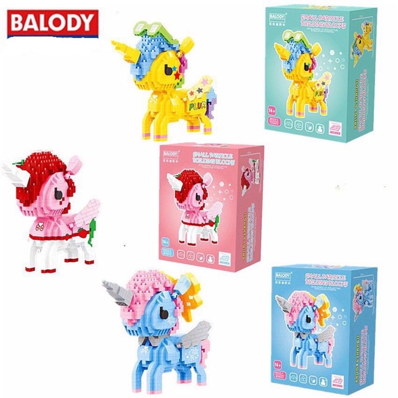 Mô Hình Ngựa Unicorn BALODY 18102-1-18200 xinh xắn dùng để trang trí bàn học, bàn làm việc