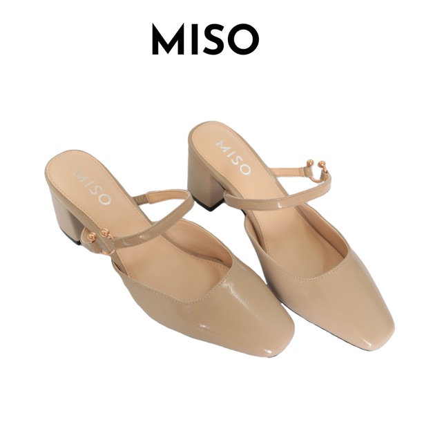 Guốc cao gót nữ thời trang dáng sục Mules bít mũi quai ngang gót trụ cao 5cm đi làm dạo phố MISO M032