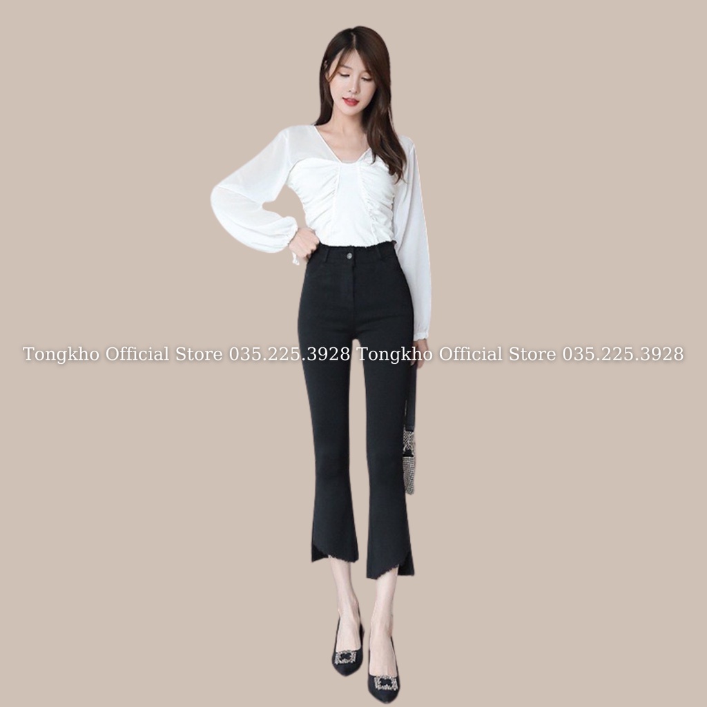 Quần jean nữ BIGSIZE quần bò loe gấu lệch 462