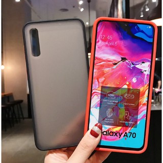 Ốp lưng nhám cho Samsung A70 Viền màu TPU chống sốc