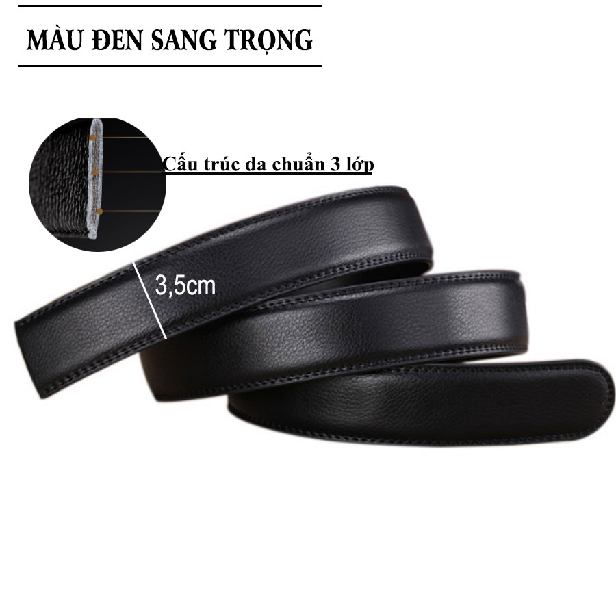 Thắt Lưng Nam Cao Cấp, Dây Nịt Da  Nv01 Khóa Kim Loại Tự động, Bản 3,5cm,  Dùng Cho Mặc Quần Âu Công Sở