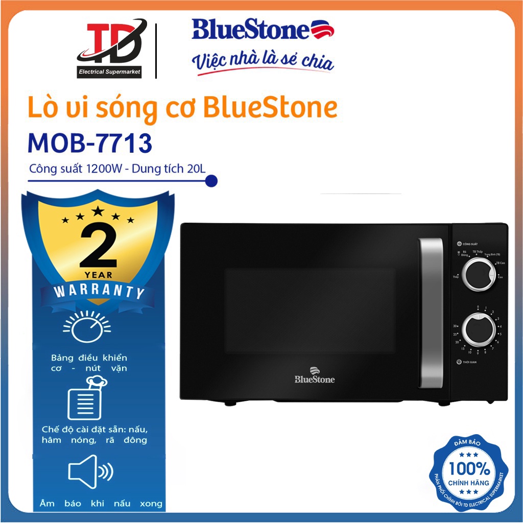 Lò Vi Sóng Bluestone MOB-7713 , 20 Lít -1200W , Bảo Hành Chính Hãng 2 Năm