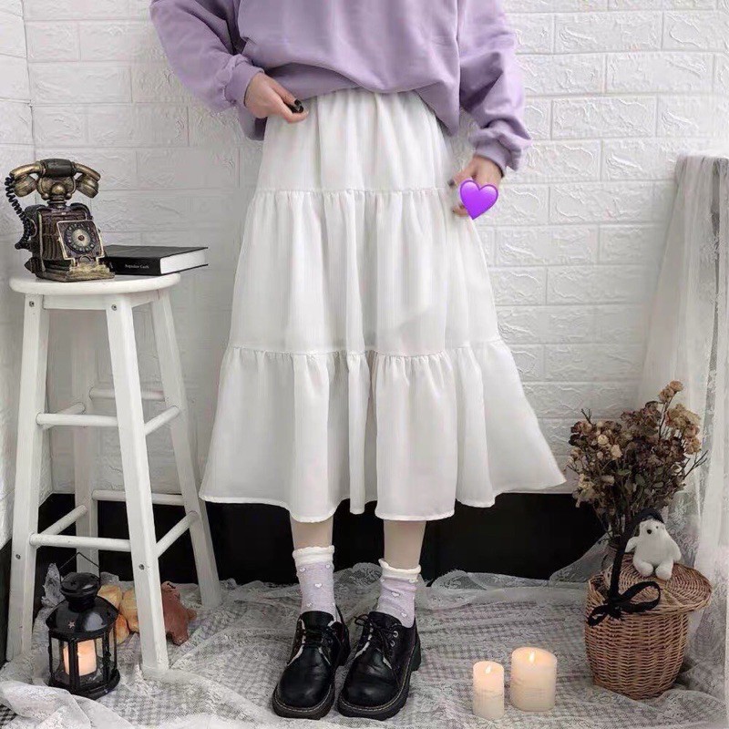 Chân Váy Vintage Nữ  Chân váy Dài Nữ 2 Lớp Voan, 3 Tầng Dáng Dài Ulzzang Siêu Xinh