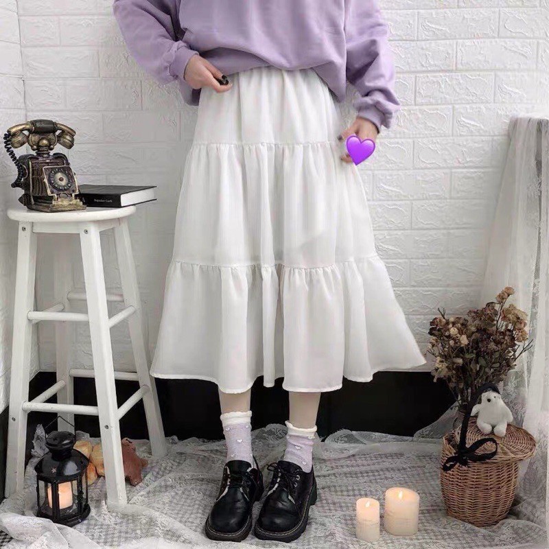 Chân Váy Vintage Nữ 🌸 Chân váy Dài Nữ 2 Lớp Voan, 3 Tầng Dáng Dài Ulzzang Siêu Xinh