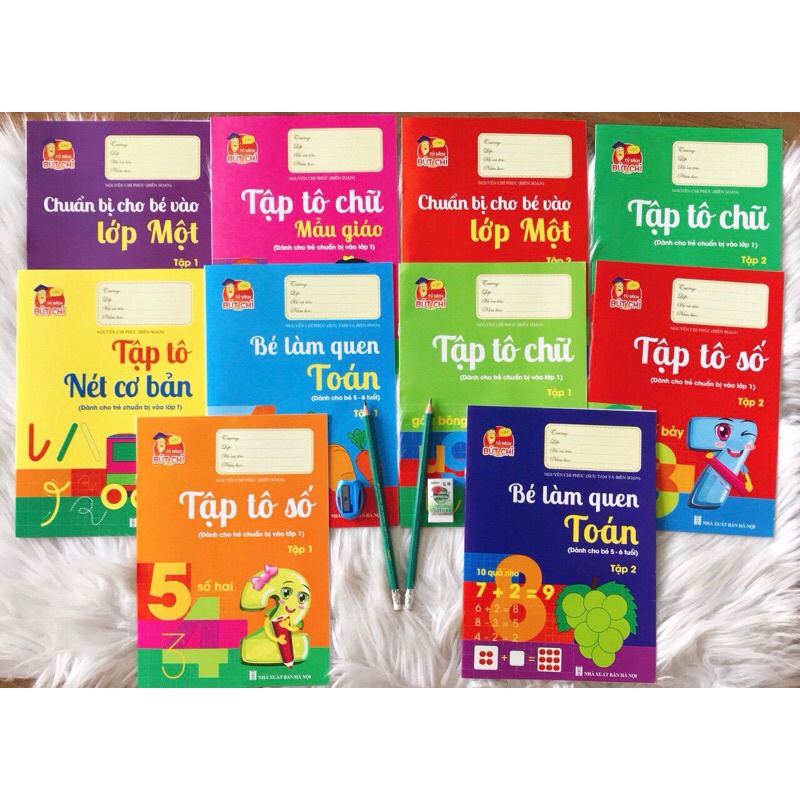 Bộ 10 quyển vở tập tô tập viết chữ cho bé từ 4-6 tuổi vào lớp 1 TẶNG 2 bút chì+gọt chì+tẩy