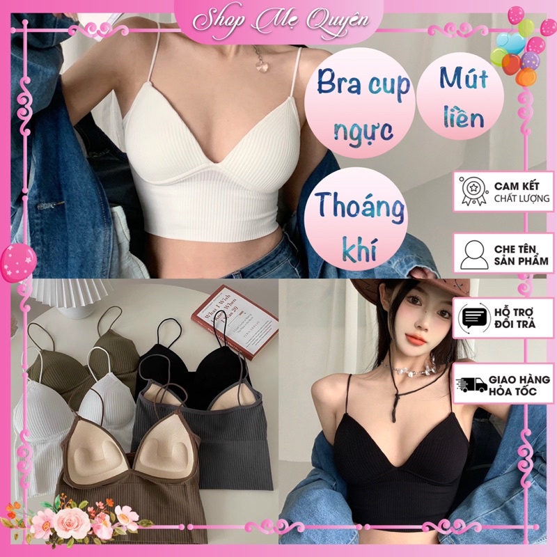 Áo bra 2 dây có mút ngực , áo bra len tăm nữ không gọng tạo đường cong sexy gợi cảm