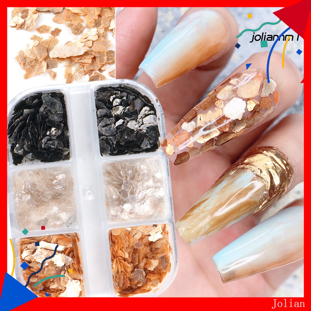 Hộp kim sa 6 ngăn lấp lánh dùng trang trí móng tay đẹp mắt