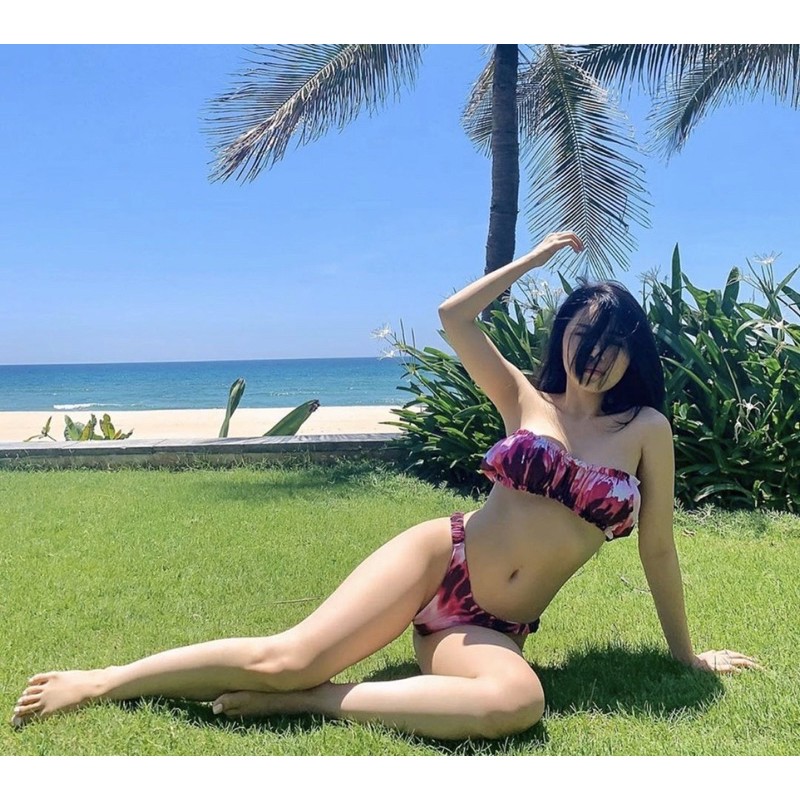 [BKN521] &lt;ÂU&gt; SET BIKINI QUÂY BEO NÂU/HỒNG LOANG