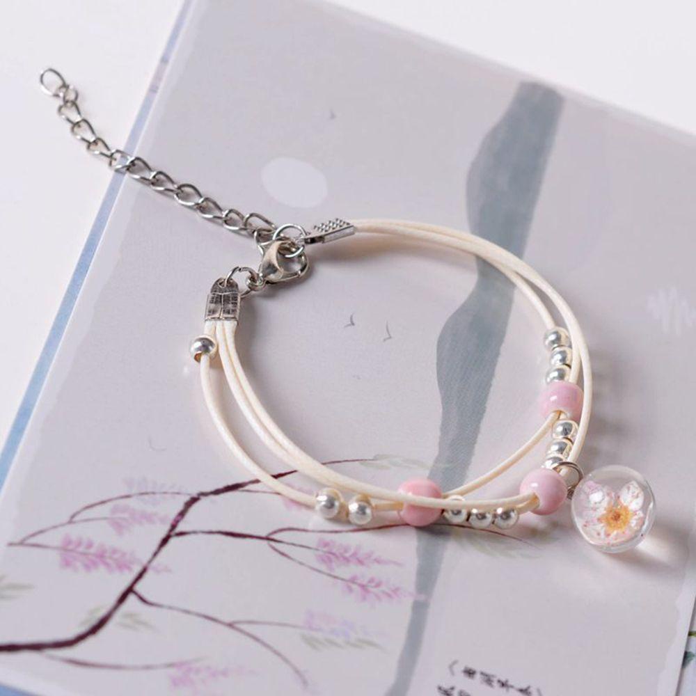 Vòng Tay Hoa Khô Xỏ Hạt Gốm Sứ Phong Cách Vintage Dành Cho Tình Bạn