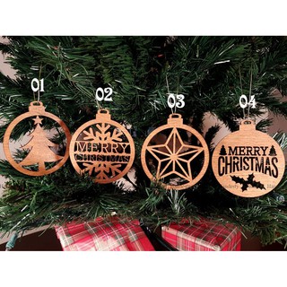 Bộ 4 món đồ trang trí giáng sinh, đồ trang trí cây thông noel, đồ trang trí giáng sinh bằng gỗ