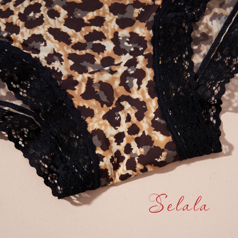 Quần Lót Nữ Selala Thiết Kế Su Beo Cá Tính Phối Viền Ren Dáng Ôm Thông Thống QS18