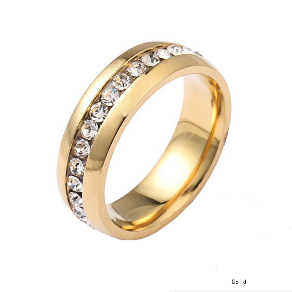 Nhẫn titan đính đá đơn giản sang trọng