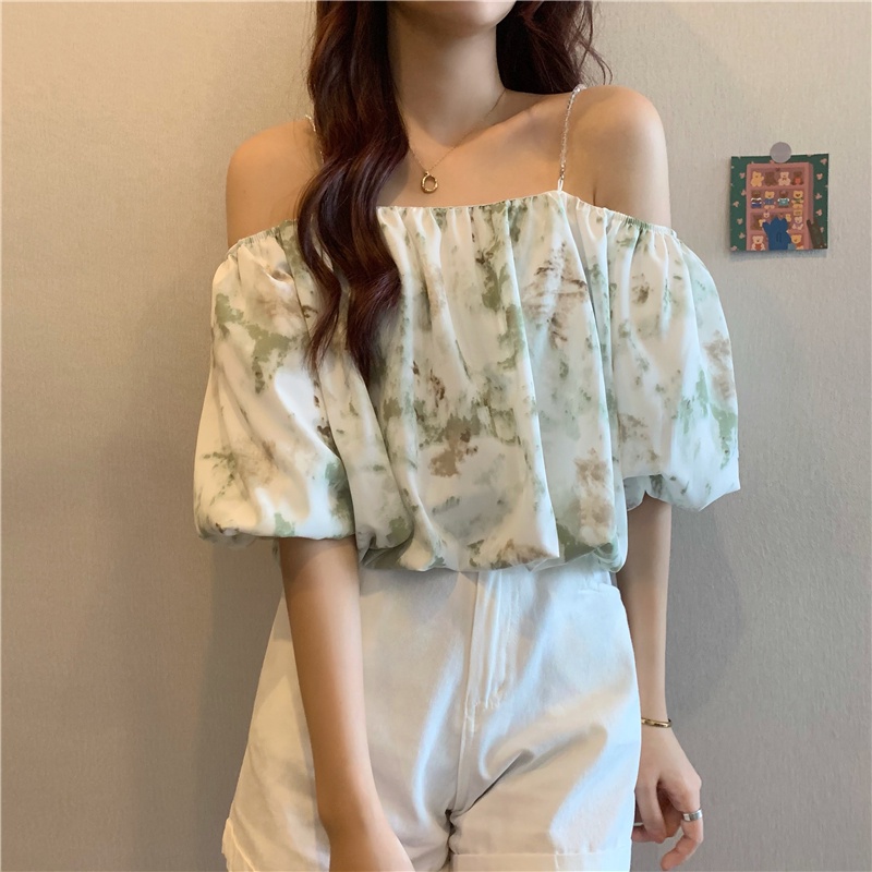 Áo Sơ Mi Ngắn Tay Trễ Vai Phong Cách Hàn Quốc Dành Cho Nữ