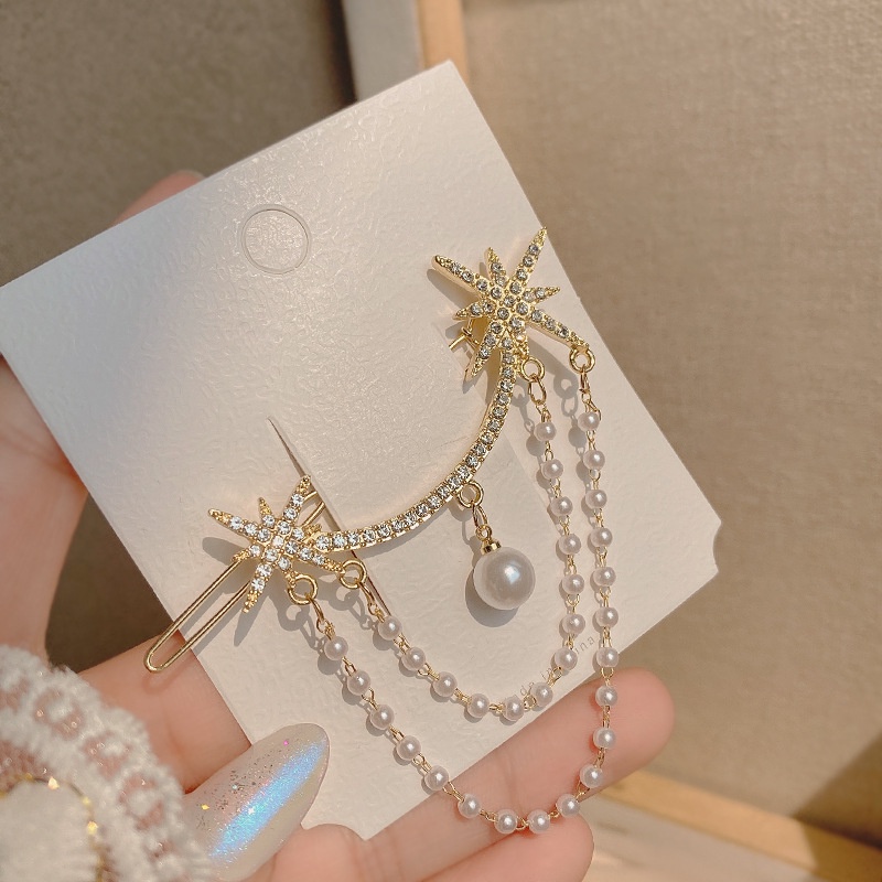 Kẹp Tóc Kim Loại Đính Đá Và Ngọc Trai Giả Xinh Xắn Cho Nữ