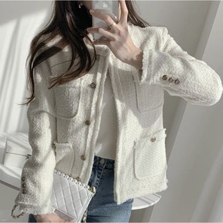 Áo dạ tweed nữ thu đông 2 lớp chất liệu dày dặn