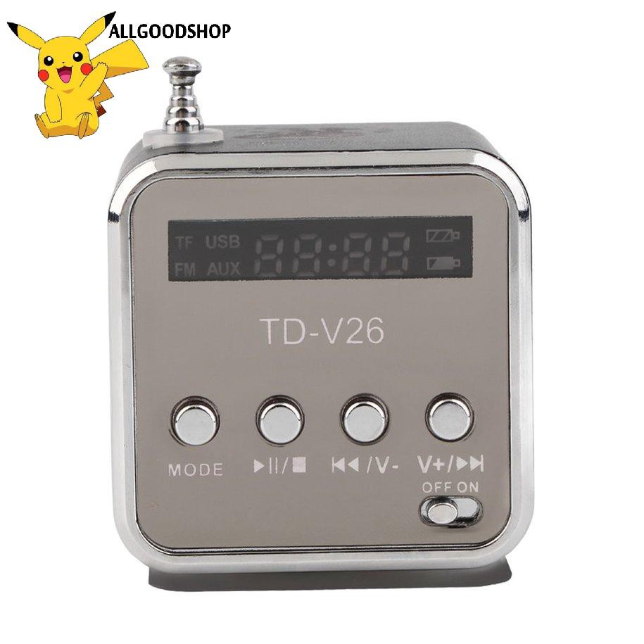 All} TD-V26 Mini Radio FM Digital Portable Speakers /Receiver Support TF Card