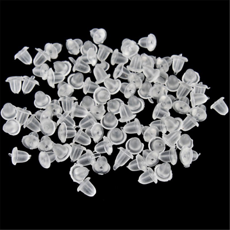 Set 100 nút nhựa chốt bông tai trong suốt
