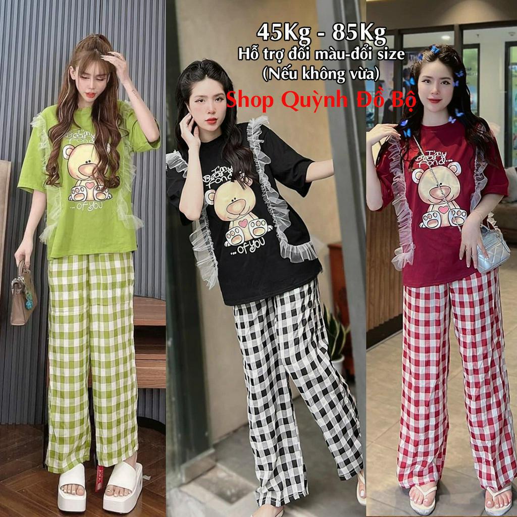 Đồ Bộ Nữ Mặc Nhà Anquachi Đẹp Thun Gân Co Giãn Ở Nhà Dễ Thương Quần Dài Form Rộng Cute S153