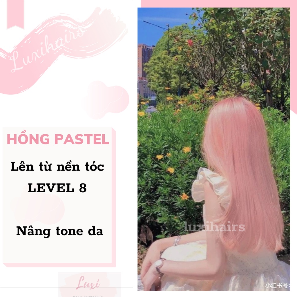 Thuốc Nhuộm Tóc Màu HỒNG PASTEL Tặng Kèm Găng Tay Mũ Trùm Đầu , Luxihairs