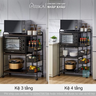 Kệ để đồ đa năng nhà bếp - Kệ lò vi sóng thông minh cao cấp RIKA thép carbon sơn tĩnh điện 3 4 tầng.