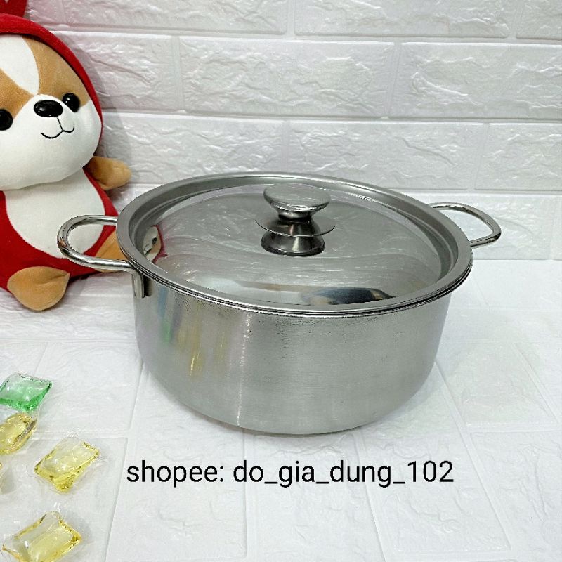 XẢ KHO Nồi Inox Dùng Bếp Từ, Bếp Gas, Bếp Hồng Ngoại Đường Kính 24cm (mã S.A1)