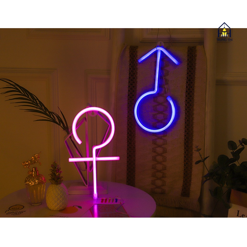 Đèn LED chữ neon hình KÝ HIỆU NAM NỮ trang trí DECOR phòng ngủ , quán