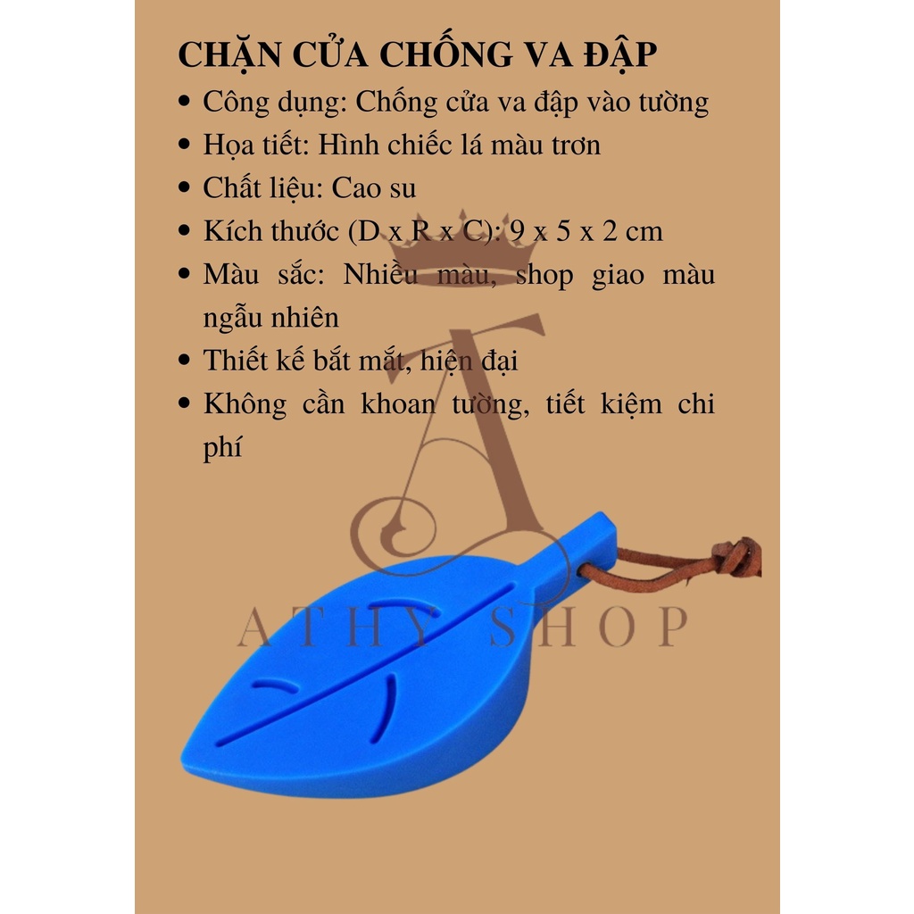 MIẾNG CHẶN CỬA CAO SU HÌNH CHIẾC LÁ CHỐNG VA ĐẬP KHÔNG CẦN KHOAN TƯỜNG, hàng xinh đẹp hiện đại trang trí nhà cửa rẻ