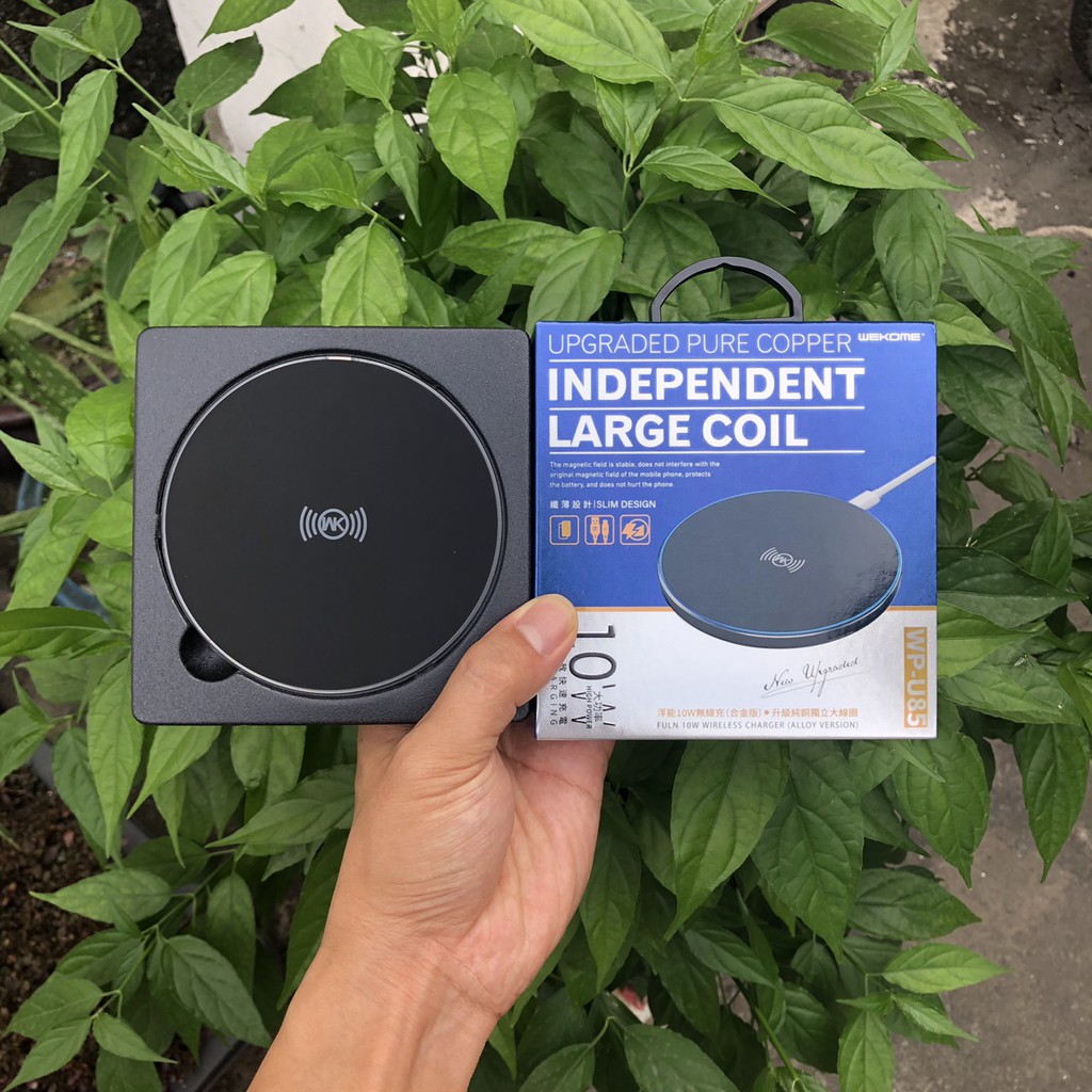 Đế Sạc Không Dây 10W WP-U58 - Chuẩn QI - Chính Hãng WK - Siêu Mỏng Nhẹ - Tặng Kèm Dây Cáp - Bảo Hành 12 Tháng