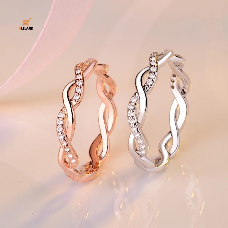 Nhẫn hợp kim thiết kế xoắn ốc đơn giản sang trọng
