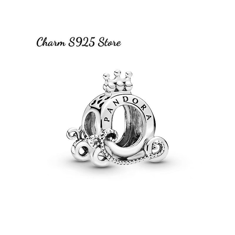 charm pan cỗ xe vương miện đính đá bạc s925 cao cấp