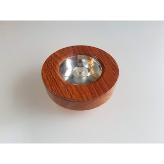 Đèn Led  ốp trần nổi 5W tròn, vỏ vân gỗ, ốp tủ quần áo, tủ bếp, tủ trưng bầy