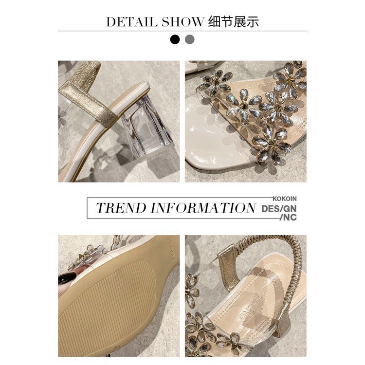 Giày Cao Gót Đế Dày Đính Đá Pha Lê Phong Cách Thời Trang Mới Có Size Lớn 34-43 / 42 / 41