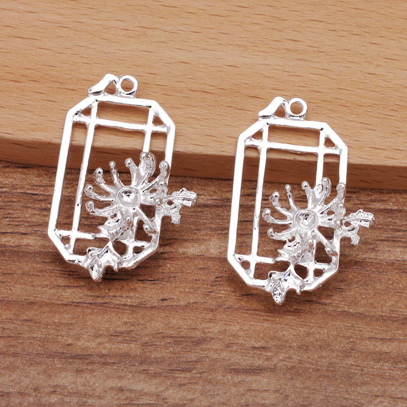 1 phiến đúc treo họa tiết lồng đèn hoa 23*35mm nguyên liệu làm trâm làm trang sức cổ trang