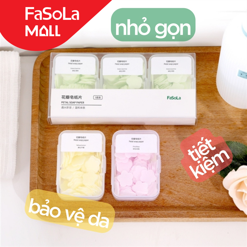Xà phòng giấy rửa tay hình cánh hoa (combo 3 hộp) FASOLA FSLJY-393