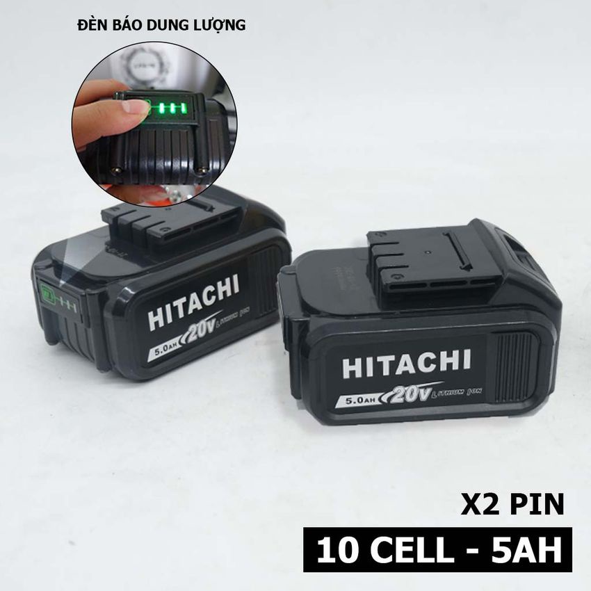 KHÔNG CHỔI THAN - Máy Siết Bulong Hitachi 20V, Siết Bulong Dùng Pin Cầm Tay, Bắn Vít, Hàng Cao Cấp, Bảo Hành 12 Tháng