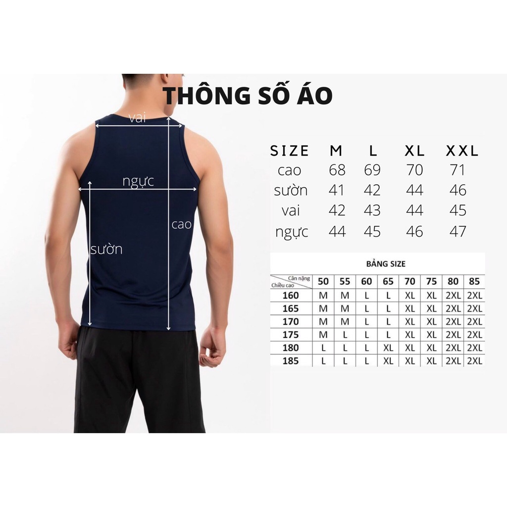 Áo ba lỗ nam áo tanktop thể thao chất liệu thun poly co giãn 4 chiều thấm hút thoáng mát A113