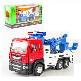 Xe cứu hộ đồ chơi trẻ em Tow truck Xe ô tô bằng hợp kim tỉ lệ 1:50 xe có âm thanh và đèn khi nhấn đầu xe