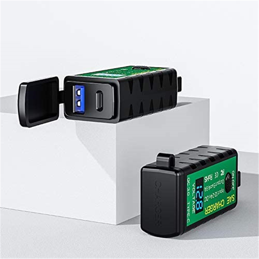 Bộ Sạc Điện Thoại Nhanh Usb C 18w Pd Sae Sang Usb On / Off Gắn Xe Máy