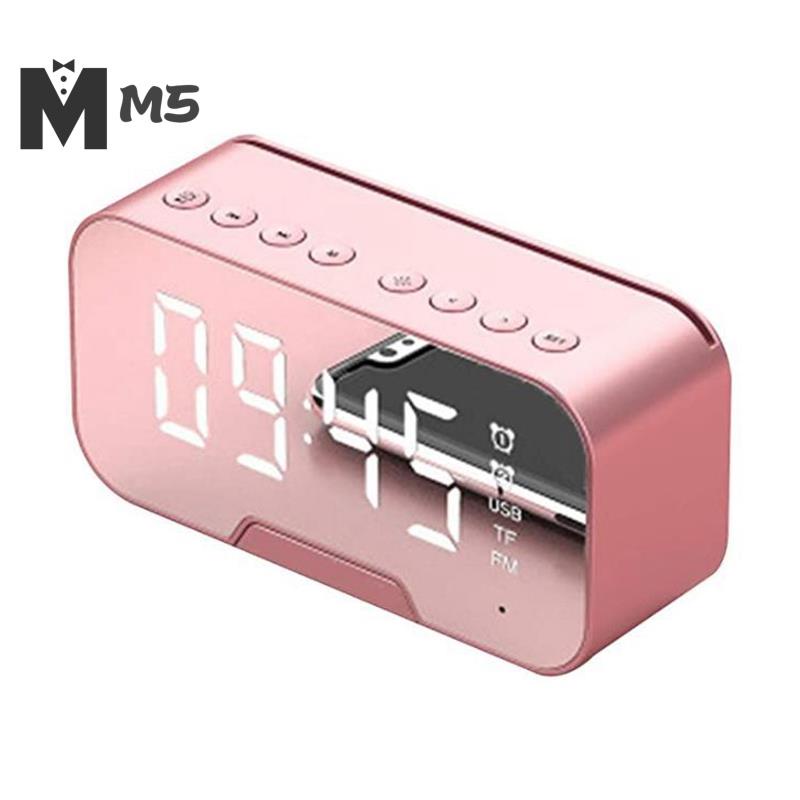 Loa Bluetooth tích hợp đồng hồ báo thức màn hình LED màu hồng