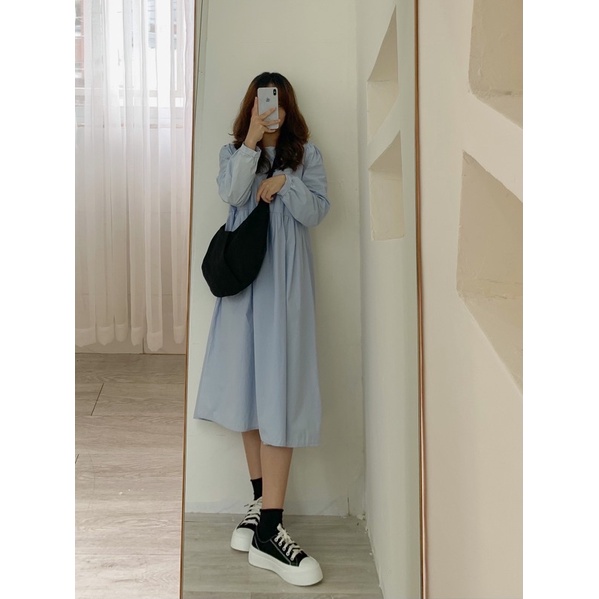 đầm suông màu xanh