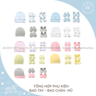 [Đủ Mẫu] Phụ Kiện Cho Bé Sơ Sinh - Bao Tay Nous - Bao Chân Nous - Mũ Nous (Size Sơ sinh Newborn)