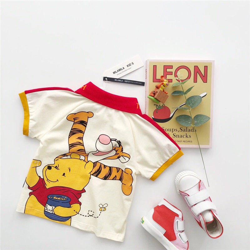 Áo cotton in hình gấu Pooh 2 mặt cho bé trai &amp; gái (N00764)