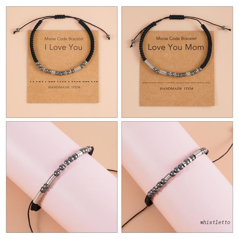 Vòng Tay Chuỗi Hạt Đen Mặt Hình Mã Vạch Thời Trang Cho Nữ