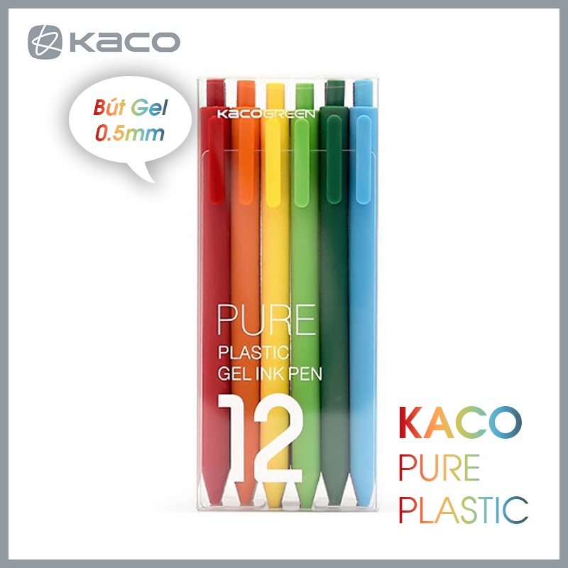 Bộ 12 Bút bi Gel KACO PURE 0.5mm Chính hãng Cao cấp