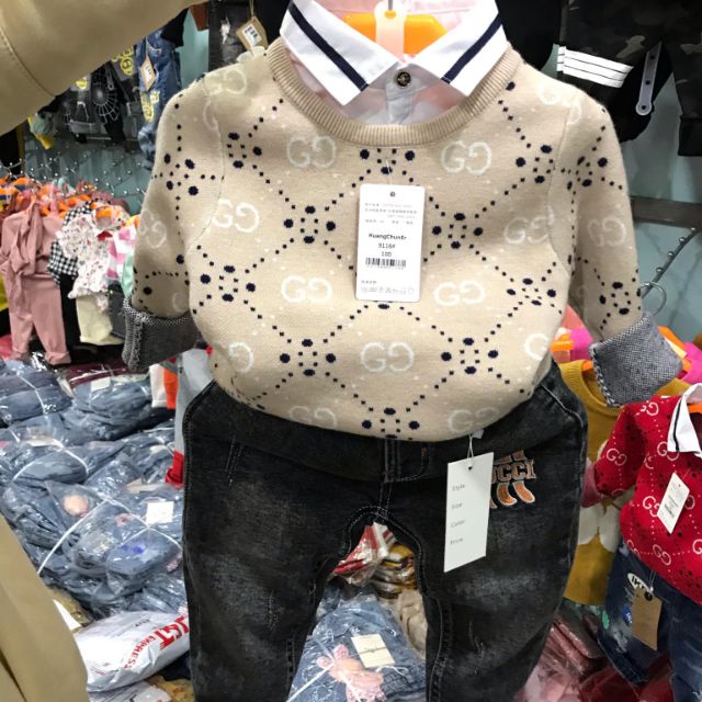 Áo len mix cổ sơ mi