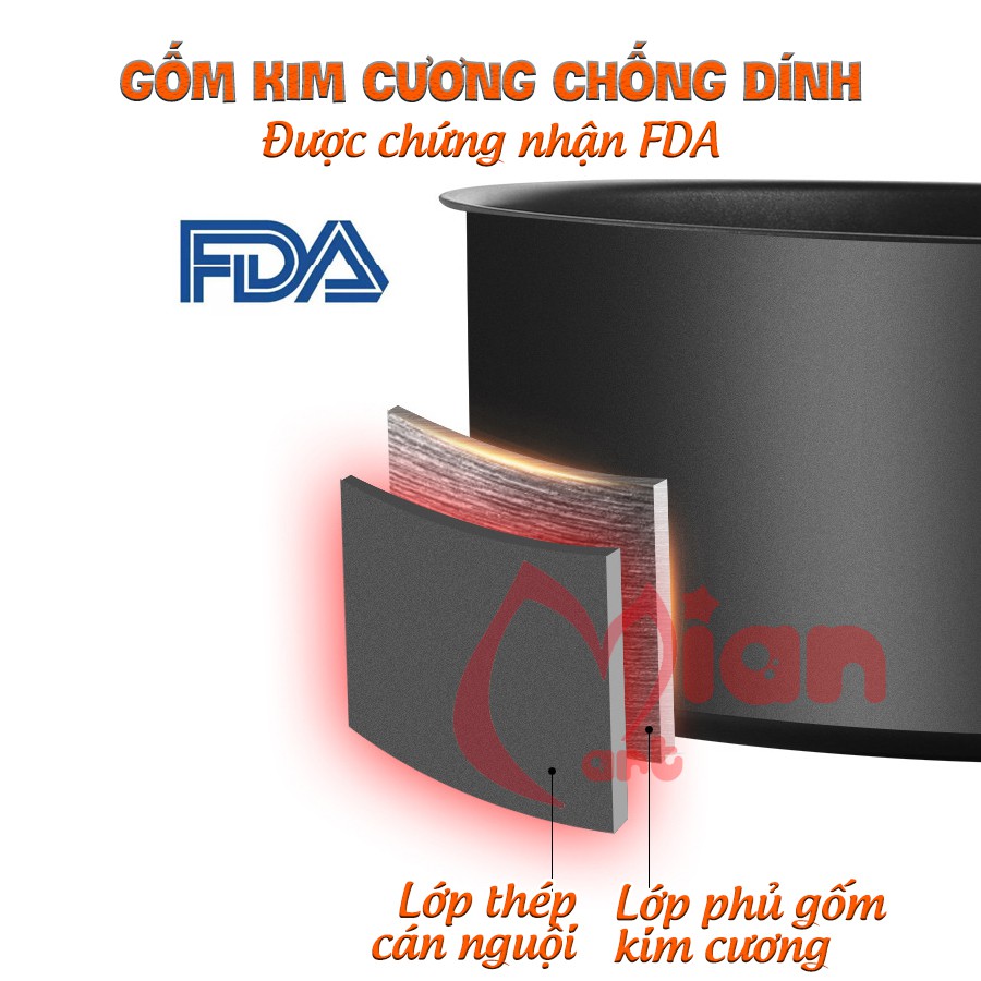 Nồi chiên không dầu nine shield điện tử 8 lít tự đảo, bảo hành 12 tháng- MIAN MART